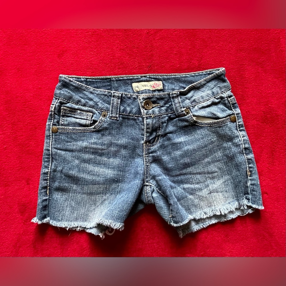 Paris Blues Women's Juniors Blue Flat Front Denim Cut-Off Shorts Size: 3
